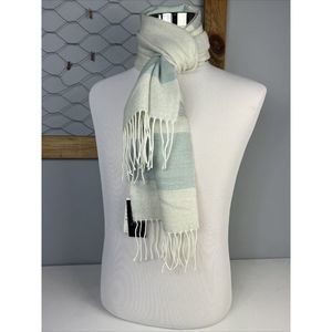 Steve Madden Muffler Scarf Lurex Striped Blue Grey Shimmer‎ Fringe Italy NWT